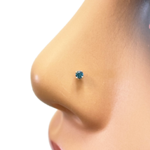 18ct White Or Rose Gold Blue Diamond Nose Stud Pin 0.03ct 4 claw 2mm Width - $121.06