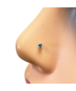 18ct White Or Rose Gold Blue Diamond Nose Stud Pin 0.03ct 4 claw 2mm Width - $121.99