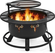 Yaheetech 32in Fire Pit Outdoor Wood Burning Firepits Outdoor Fireplace - £83.85 GBP