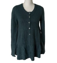 Free People Wool Blend Chunky Tiered Peplum Cardigan Sweater Sz M Blue G... - £27.39 GBP