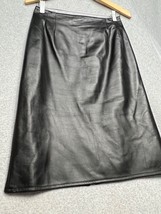 Vintage Womens Midi long Leather Skirt Size 10 Pencil Black Goth Minimal... - $44.98