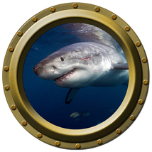 Look Whose Coming for Dinner - Shark - Porthole Wall Decal - £11.02 GBP