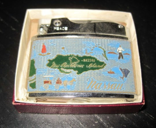 Primary image for NASSAU Island & POLICEMAN Souvenir Flat Petrol Lighter c/w Box Made By PEACE 
