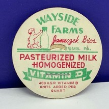 Dairy milk bottle cap advertising vtg Wayside Drums Pennsylvania PA Jame... - £6.29 GBP