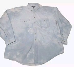 Denim Shirt Mens XL Blue Jean Acid Wash Button Up Long Sleeve Cotton 80s... - $29.99