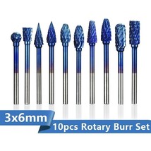 Tungsten Carbide Rotary Burrs 6 MM Diameter Bits Grinder Metal Wood Carving Blue - £13.49 GBP