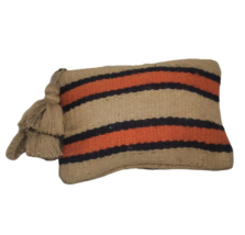 J Jill Handbag Tassel Zipper Orange Blue Stripe Jute &amp; Cotton Boho - £11.96 GBP