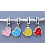 Heart Love European Large Hole Bead Pendant For Charm Bracelets C112 - £2.78 GBP