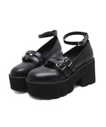 Women&#39;s Chunky Heel Platform Shoes Comfortable Closed Toe Buckle Strap M... - £37.79 GBP