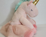 Baby Aspen Rosie The Pink Unicorn Plush With Tutu Sleepy Eyes EUC - $9.64