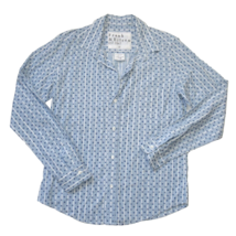 Frank &amp; Eileen Barry in Blue White Stripe Star Linen Cotton Button Down Shirt M - $44.00