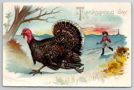 Thanksgiving Greetings Farmer Chasing Turkey Tuck Postcard S26 - £4.47 GBP