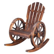 Wagon Wheel Bench Fir Wooden Garden Rocking Chair Patio Outdoor Furniture - £119.30 GBP