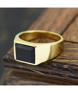 Natural Black Onyx Signet Ring,14k Yellow Gold,Christmas Gift For Men An... - £361.62 GBP