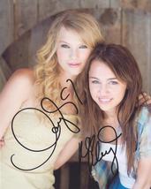 Signed Taylor Swift &amp; Miley Cyrus Photo with COA Autographed Country Pop - £158.17 GBP