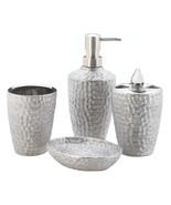 Hammered Silver Texture Porcelain Bath Accessory Set - $558.14 MXN