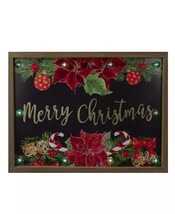 Northlight &quot;Merry Christmas&quot; Poinsettias Wooden Christmas Plaque 15.75&quot;. NEW - £20.09 GBP