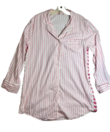 Victoria&#39;s Secret Pink White striped hearts nightgown sleep shirt M Medium - $14.84