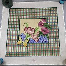 Butterfly Iris Violets Flowers Needlepoint Canvas 19.5 x 19&quot; Square 13 c... - $57.33