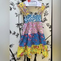 Palm Tree Princess Girls floral Dress 7 tiered elastic 100% cottons - £9.71 GBP