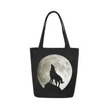 Wolf Silhouette and the Moon Canvas Tote Bag Two Sides Printing - £14.21 GBP