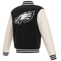 NFL Philadelphia Eagles  Reversible Fleece Jacket PVC Sleeves Embroidered Logos - £109.63 GBP
