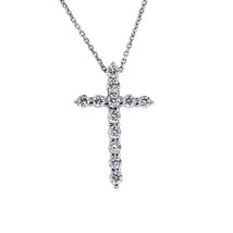 1.00 Ct. tw. Round Diamond Cross on 18&quot; Cable Chain 14K White Gold - £946.66 GBP