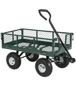 Heavy Duty Green Steel Garden Utility Cart Wagon with Removable Sides - £191.41 GBP