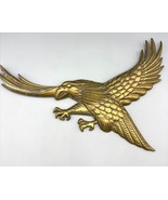 Vtg Brass Wall Eagle Sculpture 13&quot; Wingspan Distressed Finish Patriotic ... - $30.38