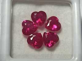 5 MM 6 Pc Natural Sapphire Pinkish Red Color Heart Shape Certified Lot Gemstone  - £143.55 GBP