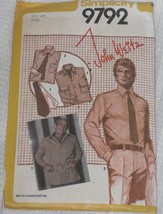 Simplicity Pattern 9792 Men&#39;s Shirt, Jacket with Belt, Ascot, Necktie Size 42 UC - £8.07 GBP