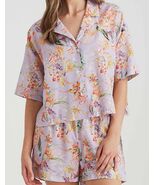 Papinelle 2p Pajama Luxe Boxer Set S 80%cotton/20% Silk Lilac Floral exc... - $49.22