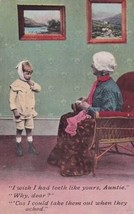 I Wish I Had Teeth Like Yours Aunt Child Bamforth 1914 Jones OK Postcard C59 - £2.23 GBP