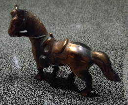 Vintage Metal Copper Over Brass Look 2.5&quot; Horse Figurine Statue Collectible - £12.70 GBP