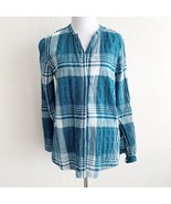 Woolrich Womens Button Up Shirt Size Small Blue Gray Check Plaid Long Sl... - $290.39 MXN