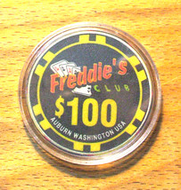(1) $100. Freddie&#39;s Club Casino Chip - Auburn, Washington - $19.95