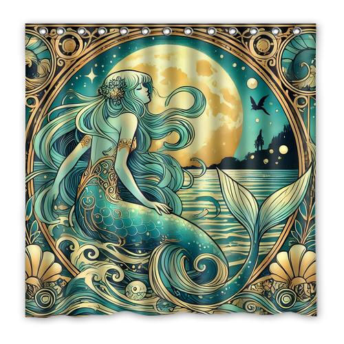 Hot!!! The Little Mermaid Custom Waterproof Polyester Shower Curtain 4 Size Item image 11