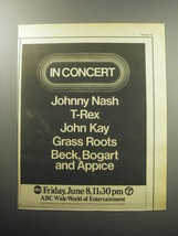 1973 ABC Wide World of Entertainment Ad - In Concert Johnny Nash T-Rex John Kay - £13.82 GBP