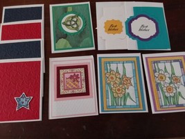 Best Wishes Flowers Stars Handmade Cards w/ Envelopes Textured Set 10 Blank - £17.42 GBP