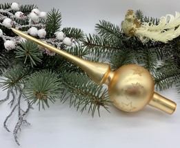 Gold Christmas glass tree topper with gold stars, XMAS finial - £19.53 GBP