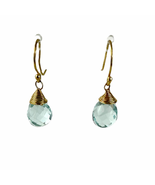 Aquamarine Faceted Gold Tone Drop Earrings - £21.67 GBP