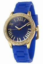 NEW Bernoulli 9799 Womens Lyssa Gold Case Blue Dial Silicone Watch swarovski hot - £17.09 GBP