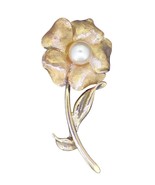 PEARL FLOWER PIN / BROOCH REAL SOLID 14 K GOLD 7.1 g - $686.00