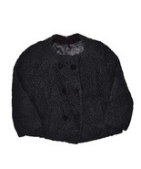 Vintage Persian Lamb Wool Coat Womens S Short Black Curly Textured Lined - £47.46 GBP