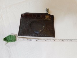 Brighton mini change purse card holder brown coin purse ID wallet charm leather - £11.92 GBP