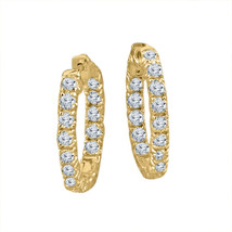 14K Yellow Gold Plated 3 Ct Round Cut Cubic Zirconia Huggie Hoop Earrings Women - $93.49