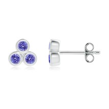 ANGARA 0.24Ct Tanzanite Trio Cluster Stud Earrings in Sterling Silver (AAA, 2mm) - $161.10