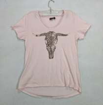 Cruel Denim Womens Graphic Tshirt Cow Skull Size M Cotton Pink - £13.18 GBP