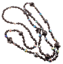 Iridescent and Black Bead Necklace 54 Inches Long Multiple Looks - £9.43 GBP