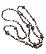 Iridescent and Black Bead Necklace 54 Inches Long Multiple Looks - $12.19